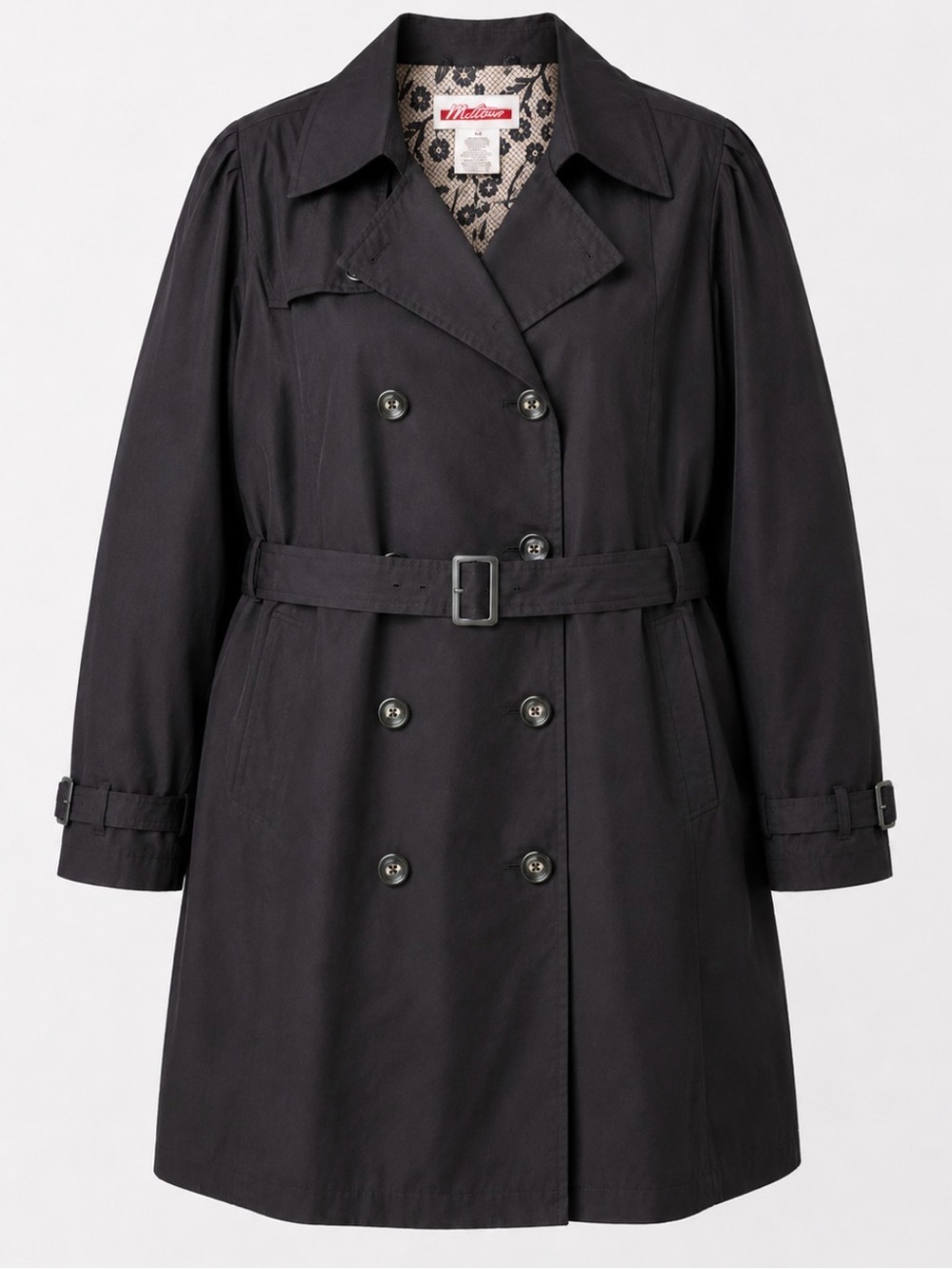 Midtown Black Double-Breasted Trench Coat Women’s 3XL